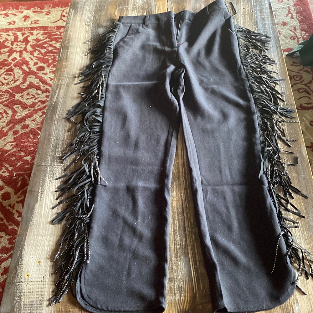 Black fringed pants medium